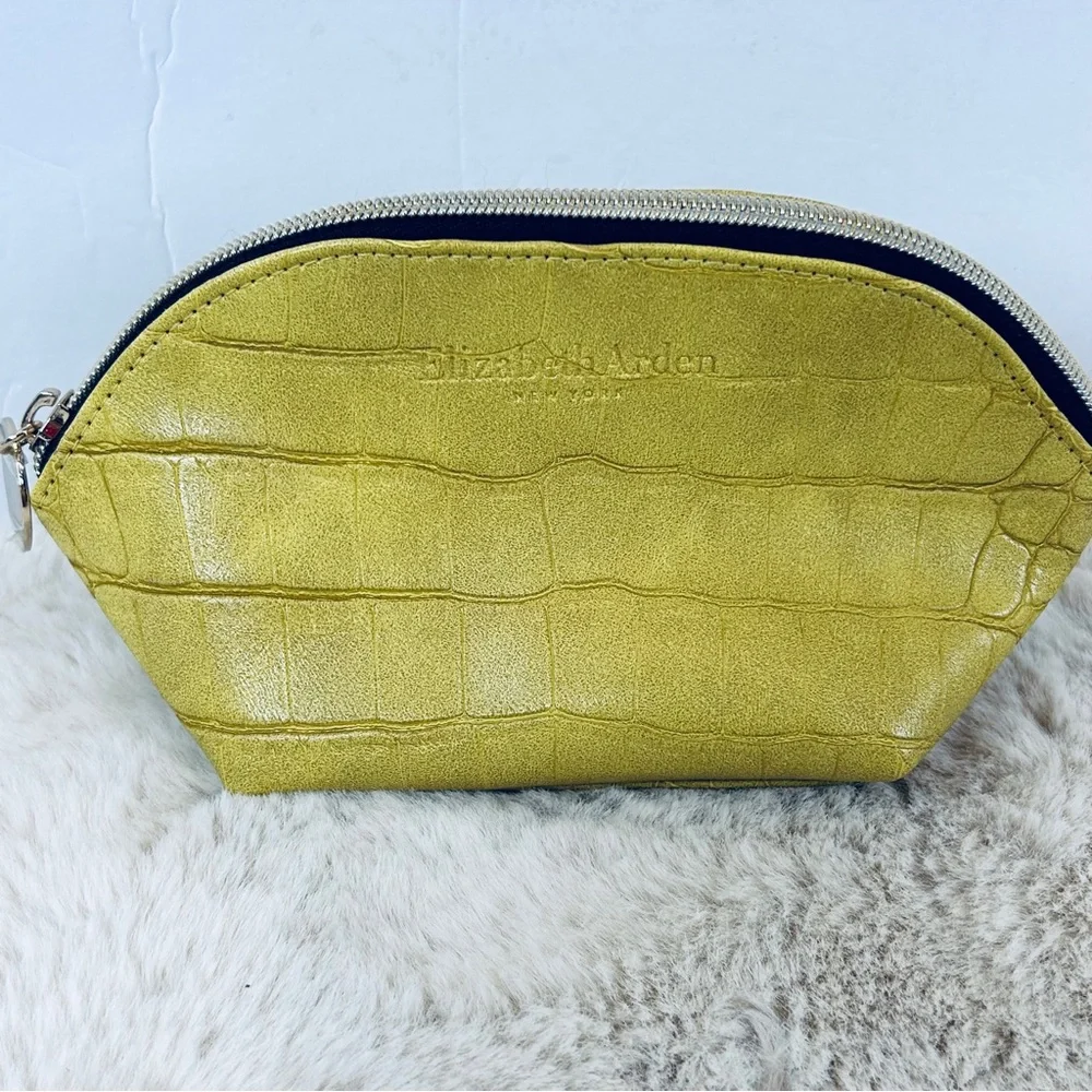 Elizabeth‎ Arden Yellow Crocodile-Patterned Cosmetic Bag